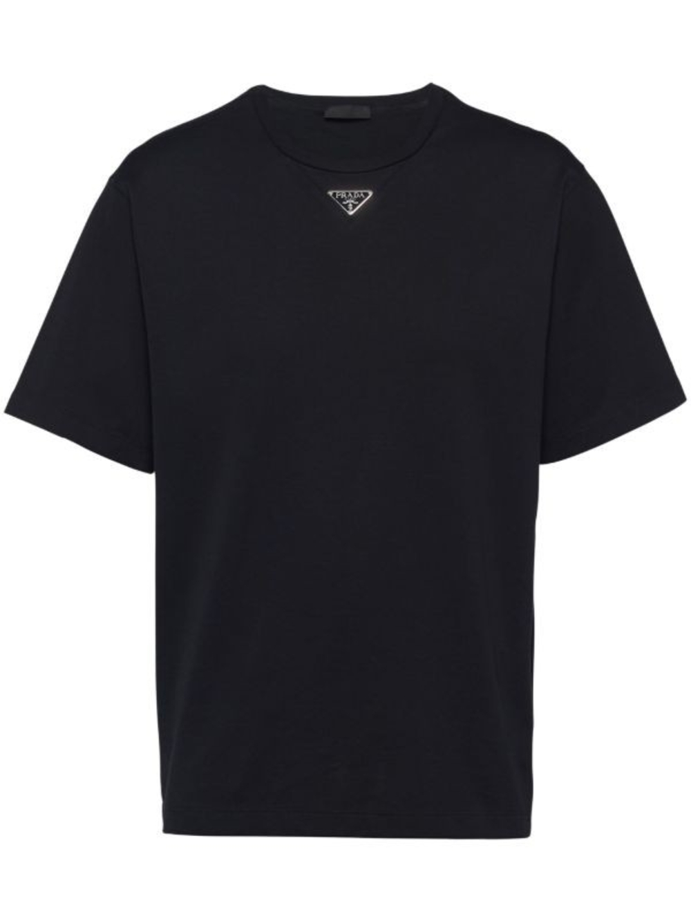 Prada Black Short-Sleeve Crewneck with Triangle Logo